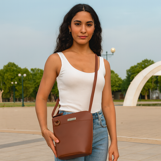 Brown Genuine Leather Crossbody Purse for Women – Elegant Shoulder Organizer Bag