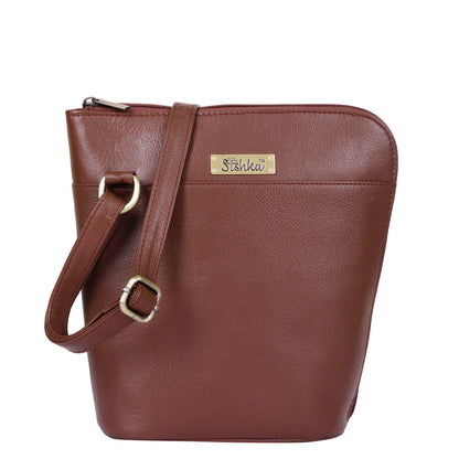 Brown Genuine Leather Crossbody Purse for Women – Elegant Shoulder Organizer Bag