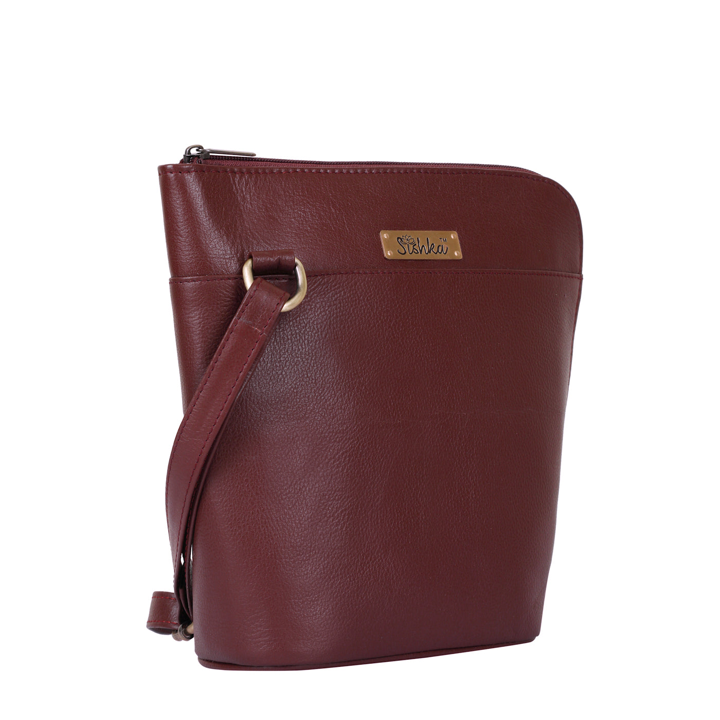 Cherry Red Genuine Leather Crossbody Sling Bag – Women’s Shoulder Purse