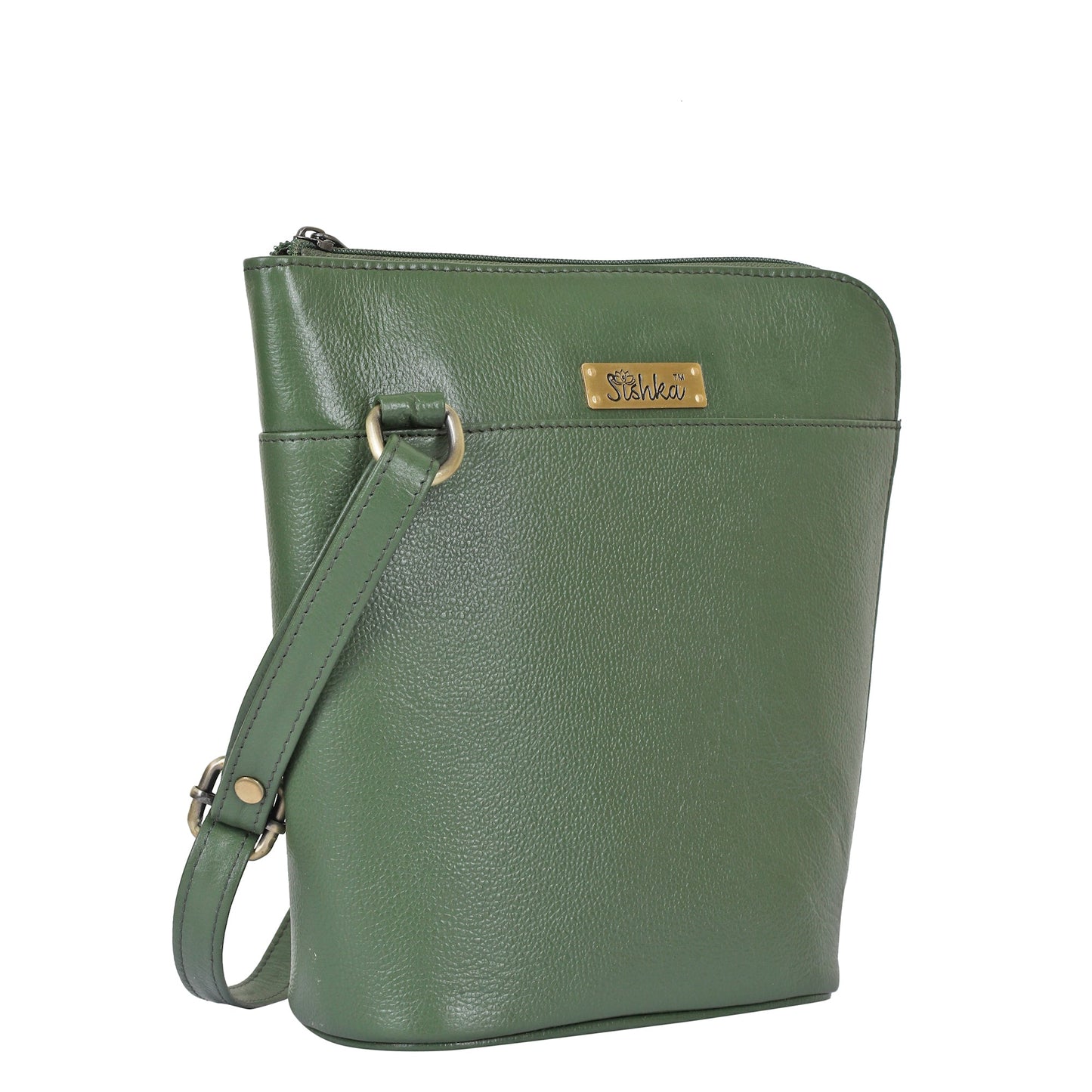Olive Green Genuine Leather Crossbody Sling Bag – Women’s Shoulder Purse