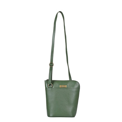 Olive Green Genuine Leather Crossbody Sling Bag – Women’s Shoulder Purse