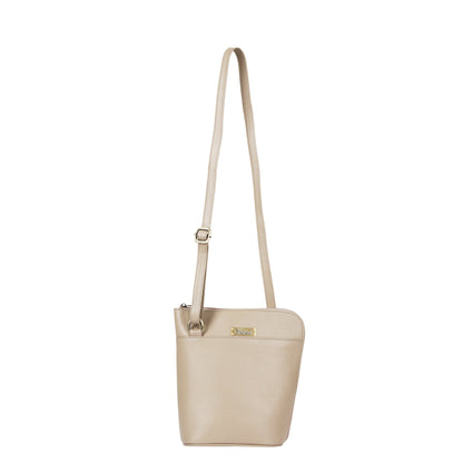 Taupe Genuine Leather Crossbody Sling Bag – Women’s Shoulder Purse