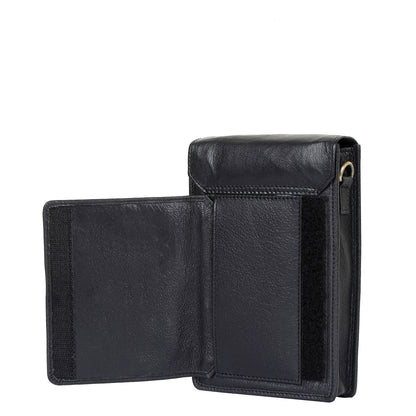 Black Genuine Leather Mobile Crossbody Bag – Women’s Phone Purse