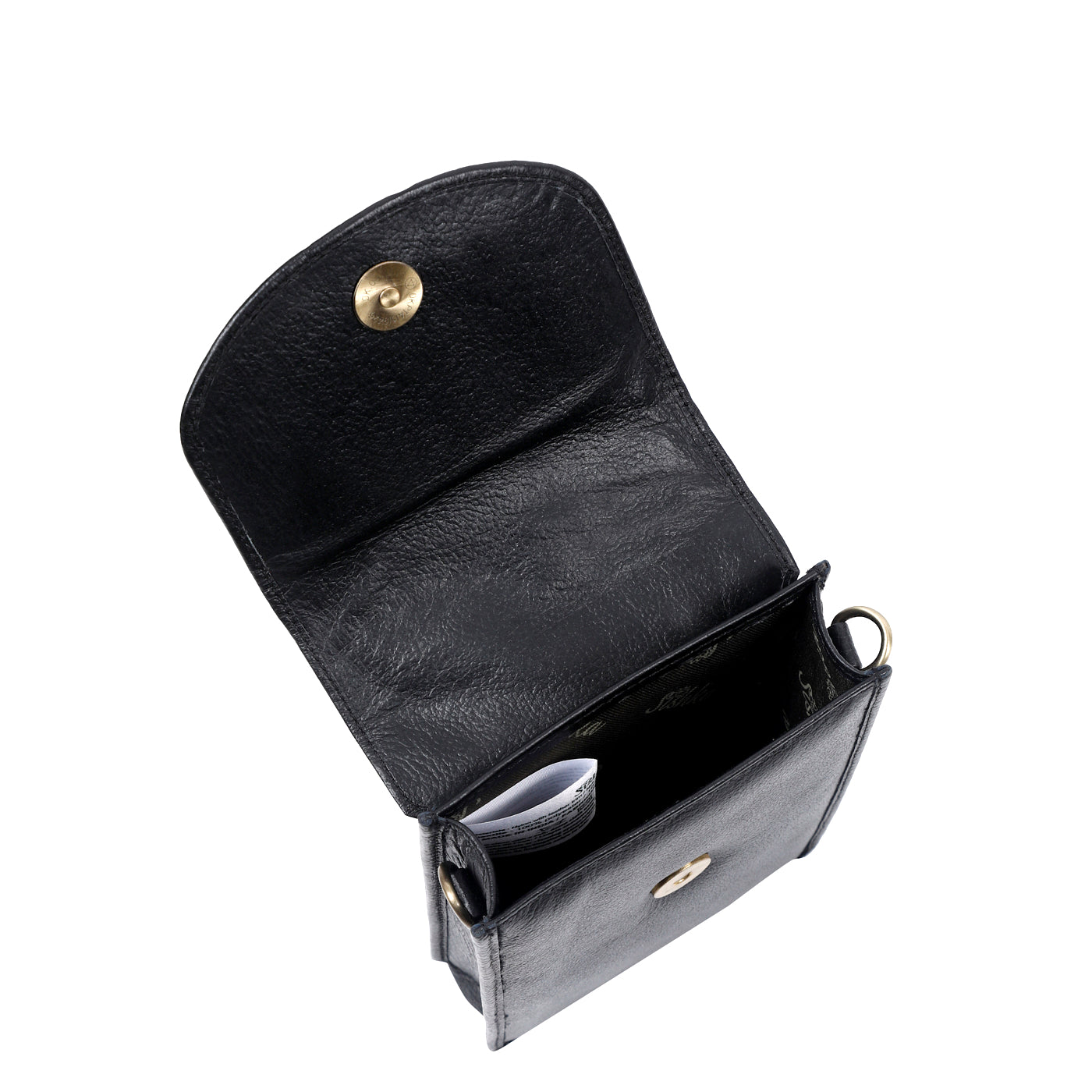 Black Genuine Leather Mobile Crossbody Bag – Women’s Phone Purse