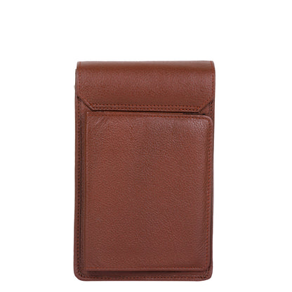 Brown Genuine Leather Mobile Crossbody Bag – Women’s Phone Purse