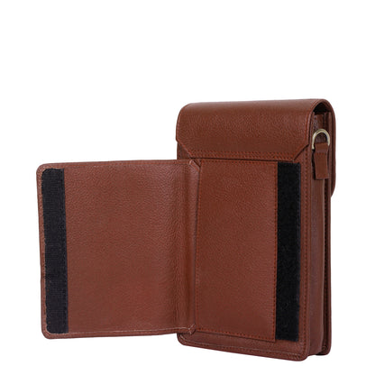 Brown Genuine Leather Mobile Crossbody Bag – Women’s Phone Purse