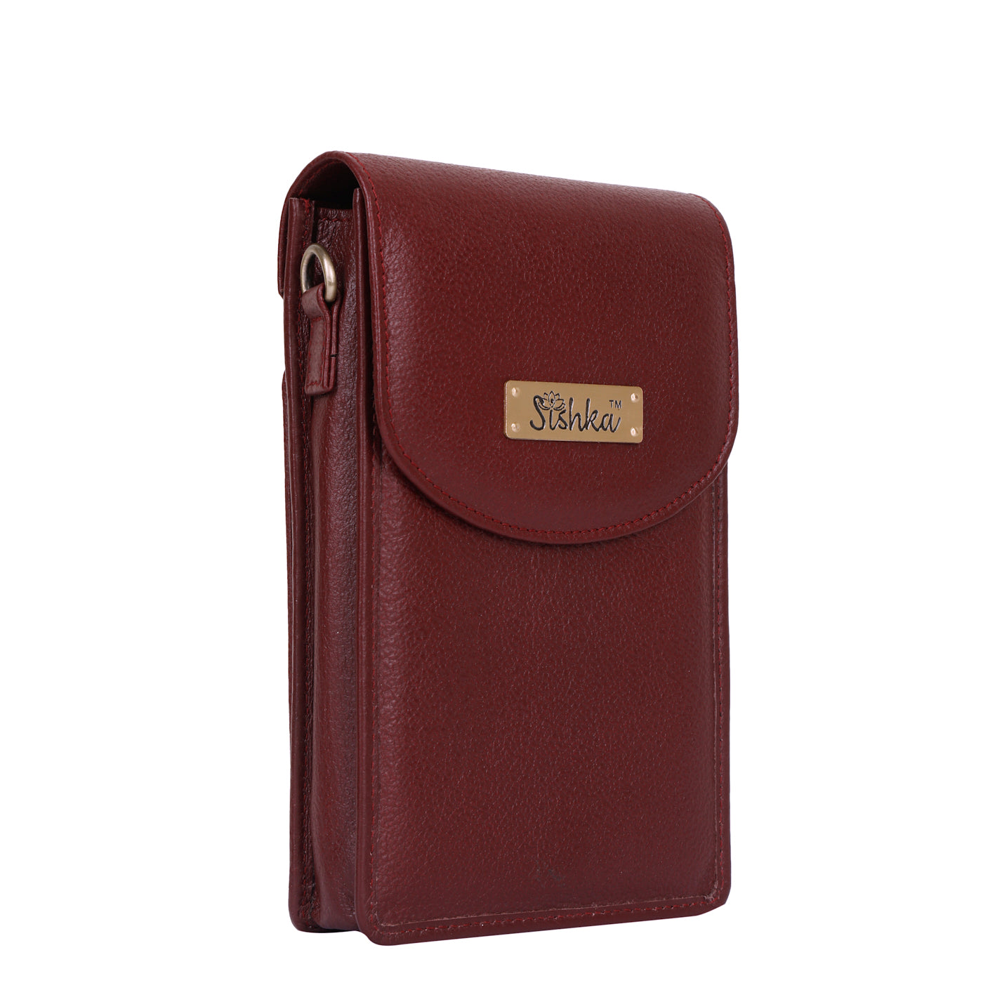 Cherry Red Genuine Leather Mobile Crossbody Bag Wholesale for Women  – Phone Purse