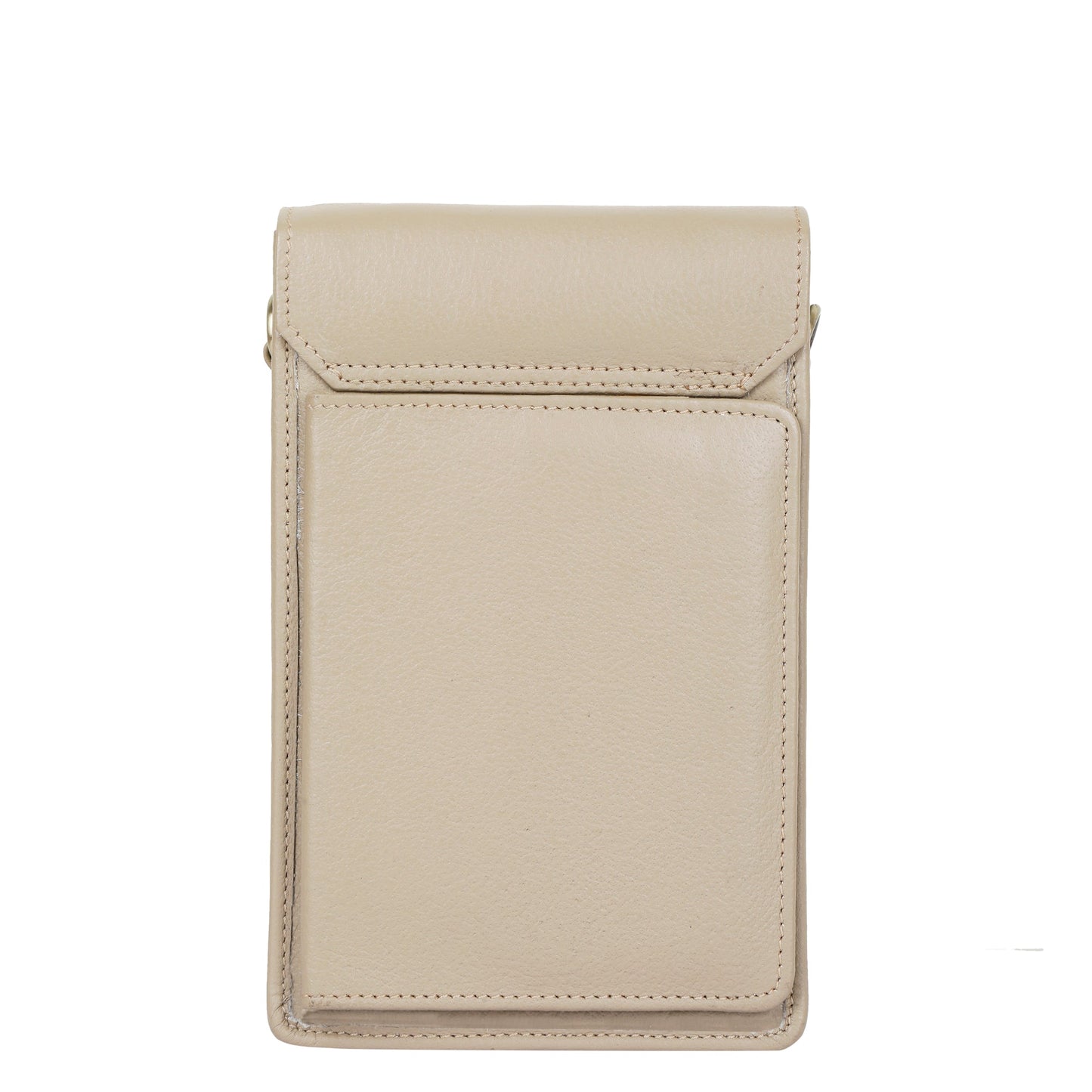 Taupe Genuine Leather Mobile Crossbody Bag – Women’s Phone Purse