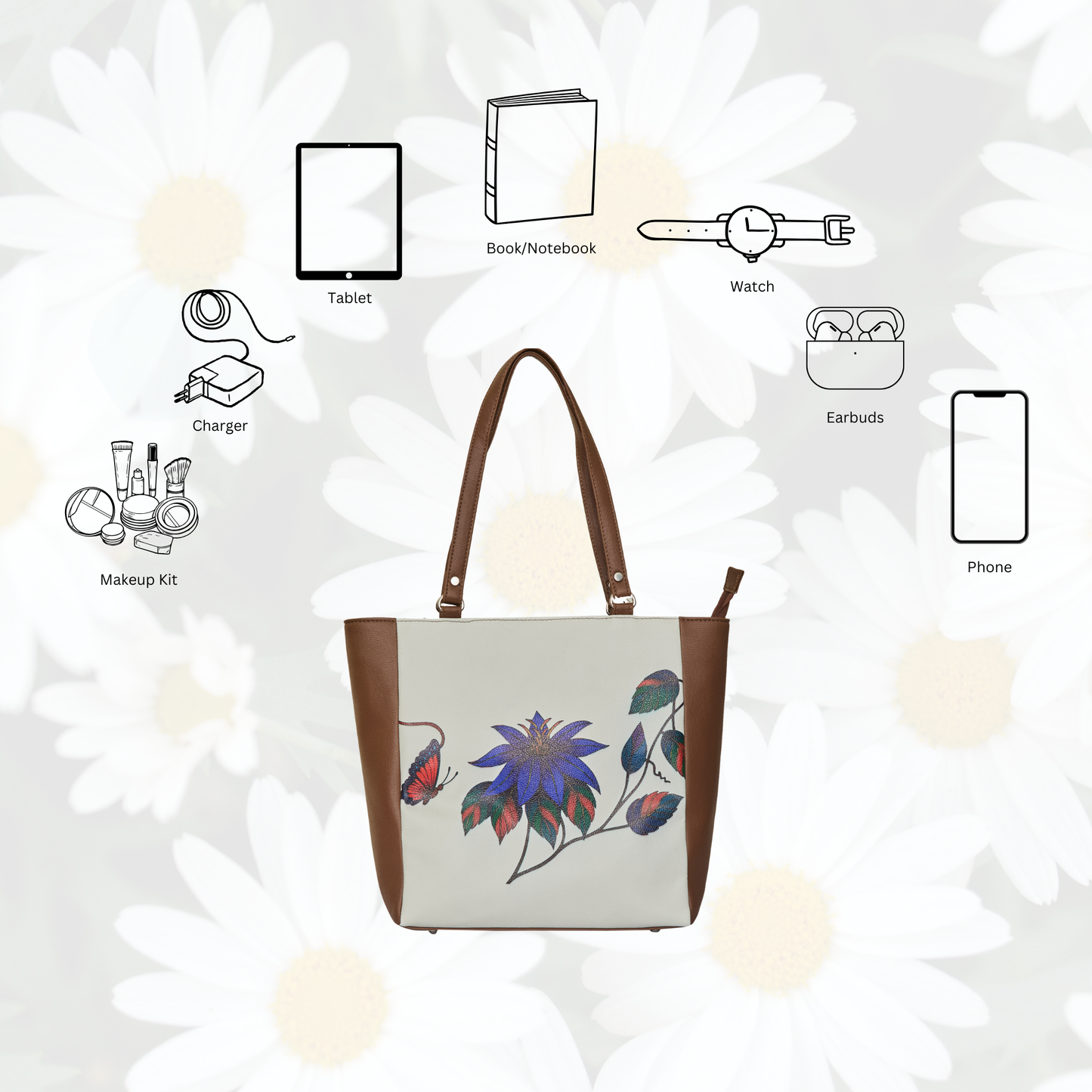 Genuine Leather Ladies' Shoulder Tote Bag– Printed Top Handle Handbag for Women – Work, Travel & Daily Use