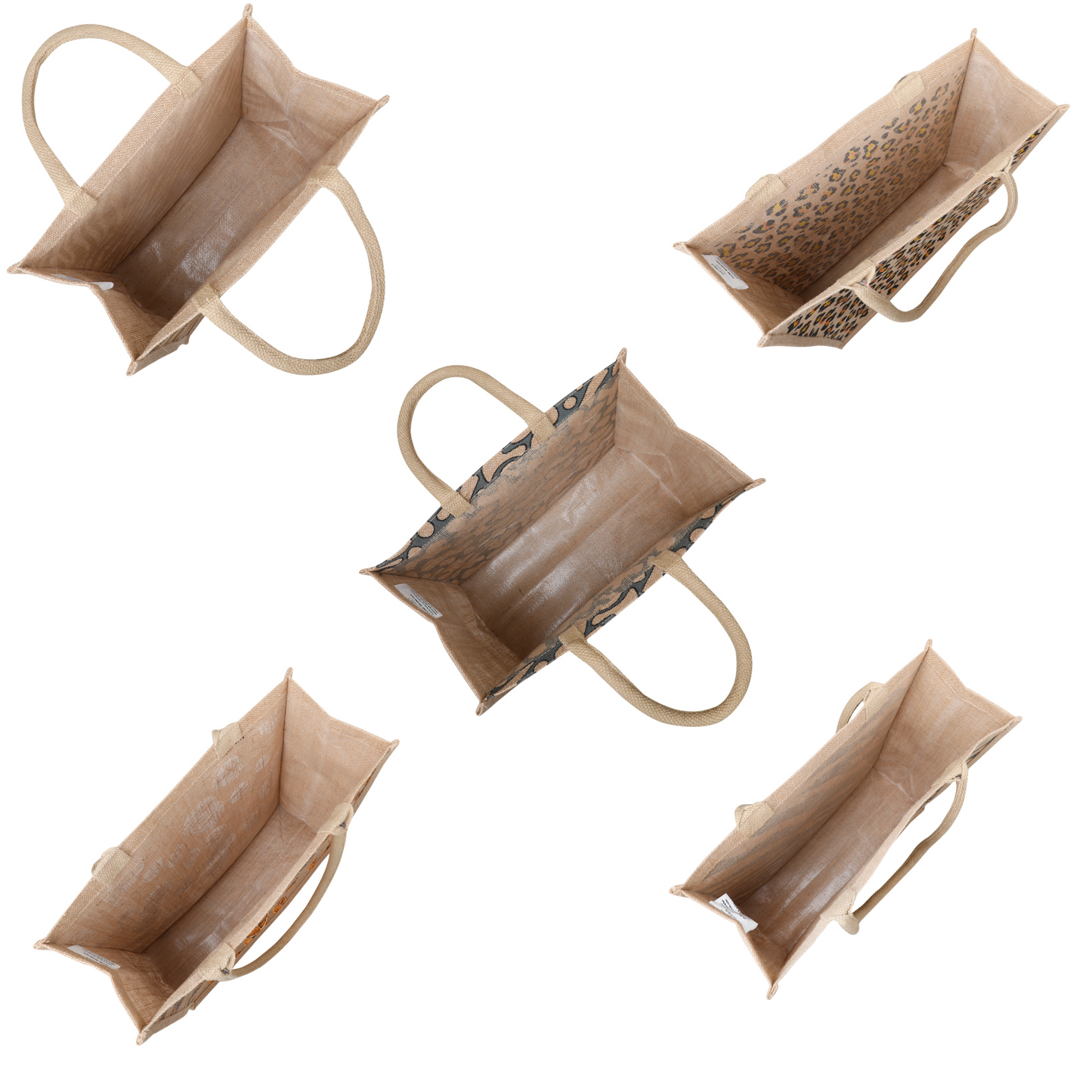 Printed Jute Bag Burlap Tote Bag for Bridesmaid Gift Travel Shopping Wedding Favor Return Gifts Christmas New Year (Packs of 5)