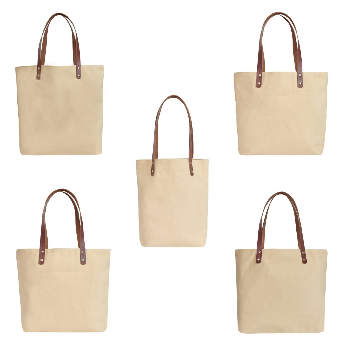 Floral Embroidered Canvas Tote for Women with Cotton Lining & Leather Handle—Travel, Beach & Daily Use, Shoulder Bag- Pack of 5