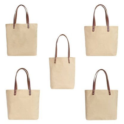 Floral Embroidered Canvas Tote for Women with Cotton Lining & Leather Handle—Travel, Beach & Daily Use, Shoulder Bag- Pack of 5