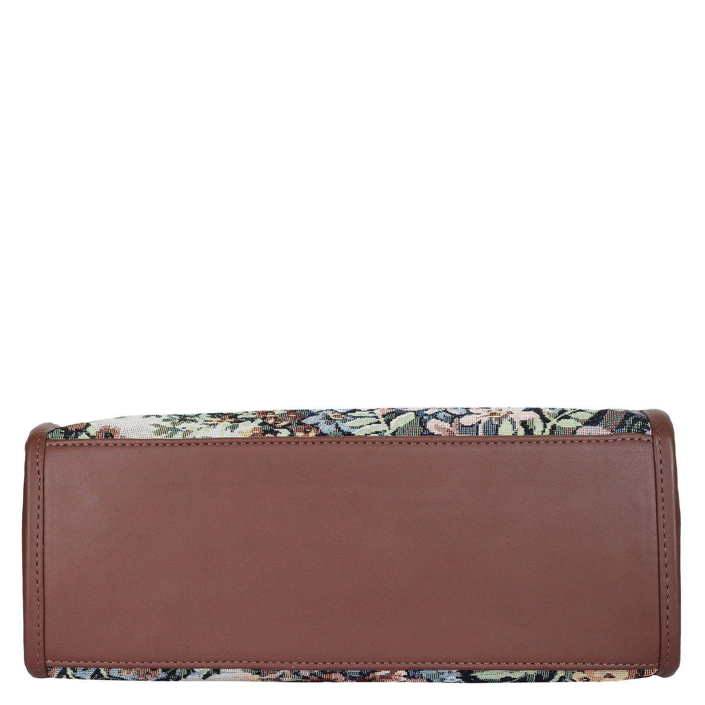 Women’s Botanical Tapestry Satchel Bag – Leather-Trimmed Handbag, Crossbody & Shoulder Purse