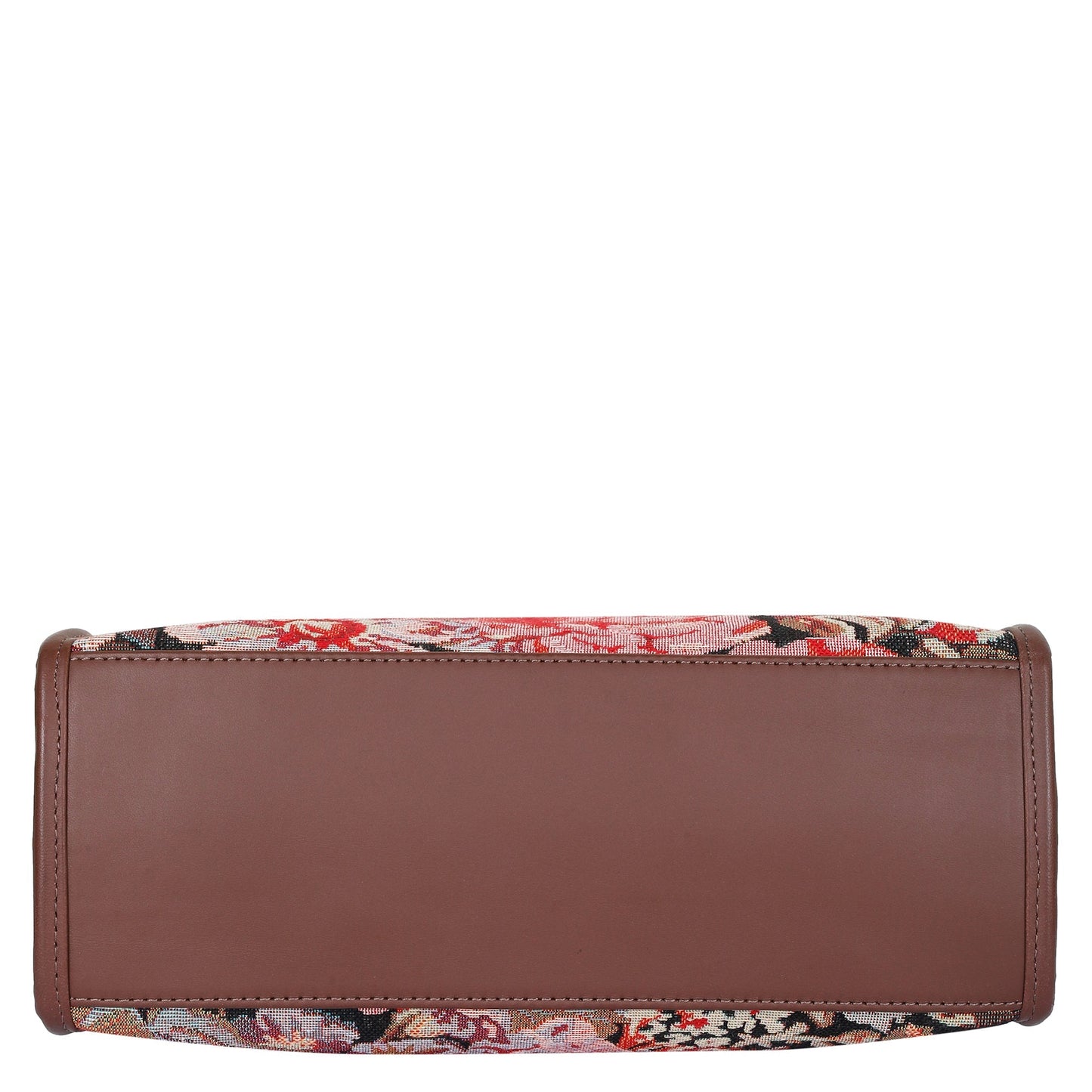 Women’s Floral Tapestry Satchel & Crossbody Bag – Leather-Trimmed Shoulder Purse with Top Handle