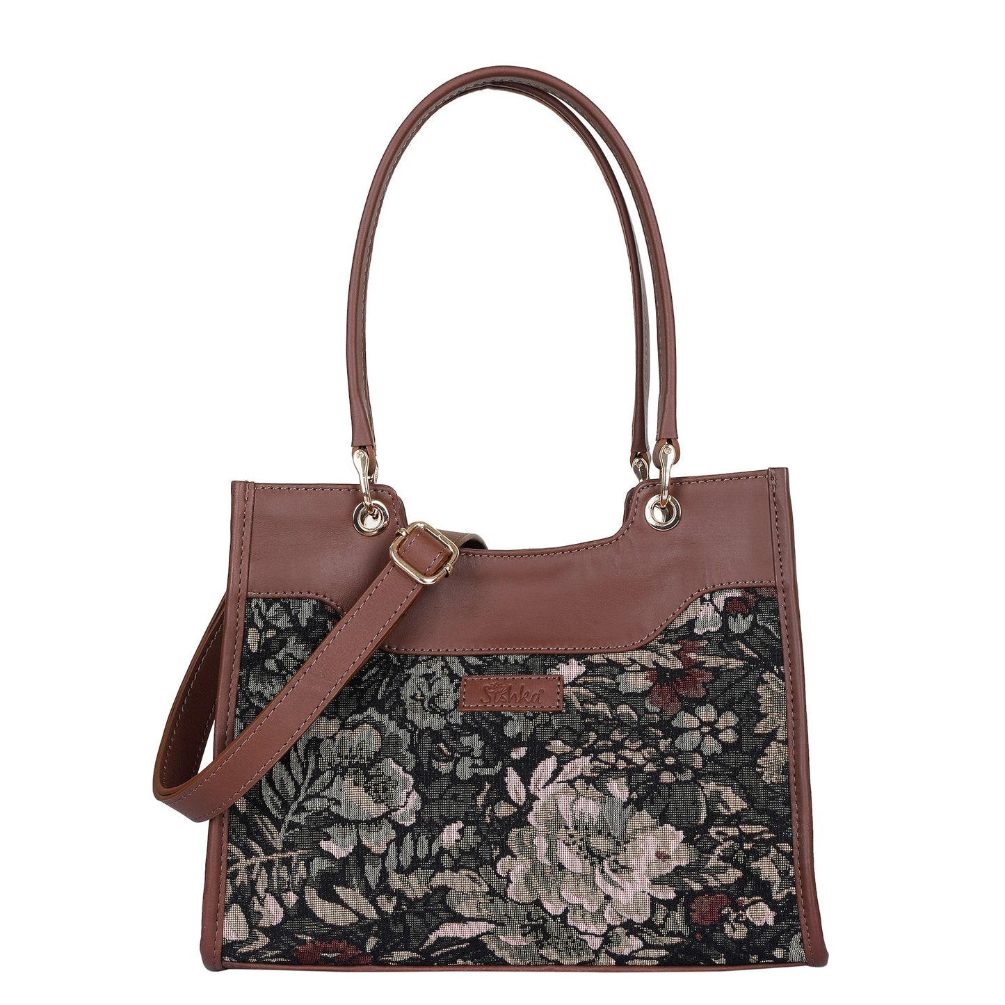 Women’s Vintage Tapestry Satchel Bag – Leather-Trimmed Crossbody, Hand & Shoulder Purse