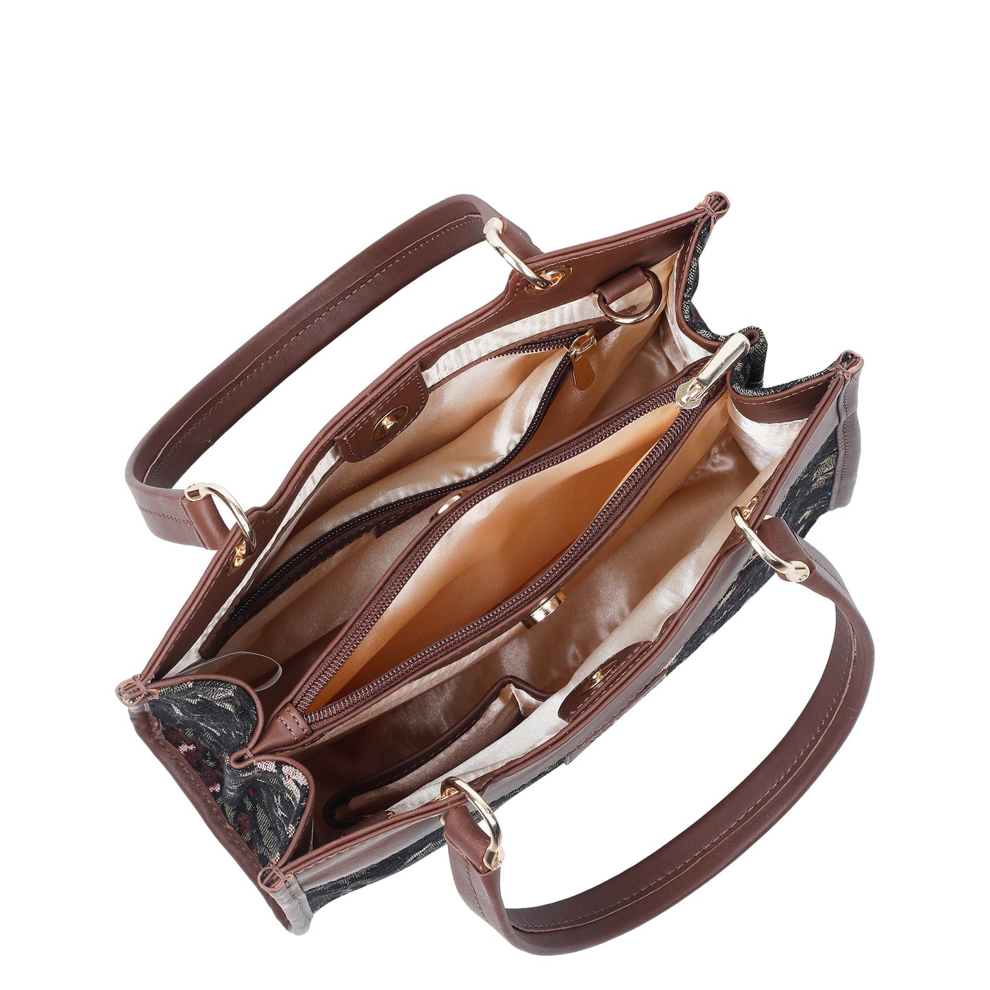 Women’s Vintage Tapestry Satchel Bag – Leather-Trimmed Crossbody, Hand & Shoulder Purse