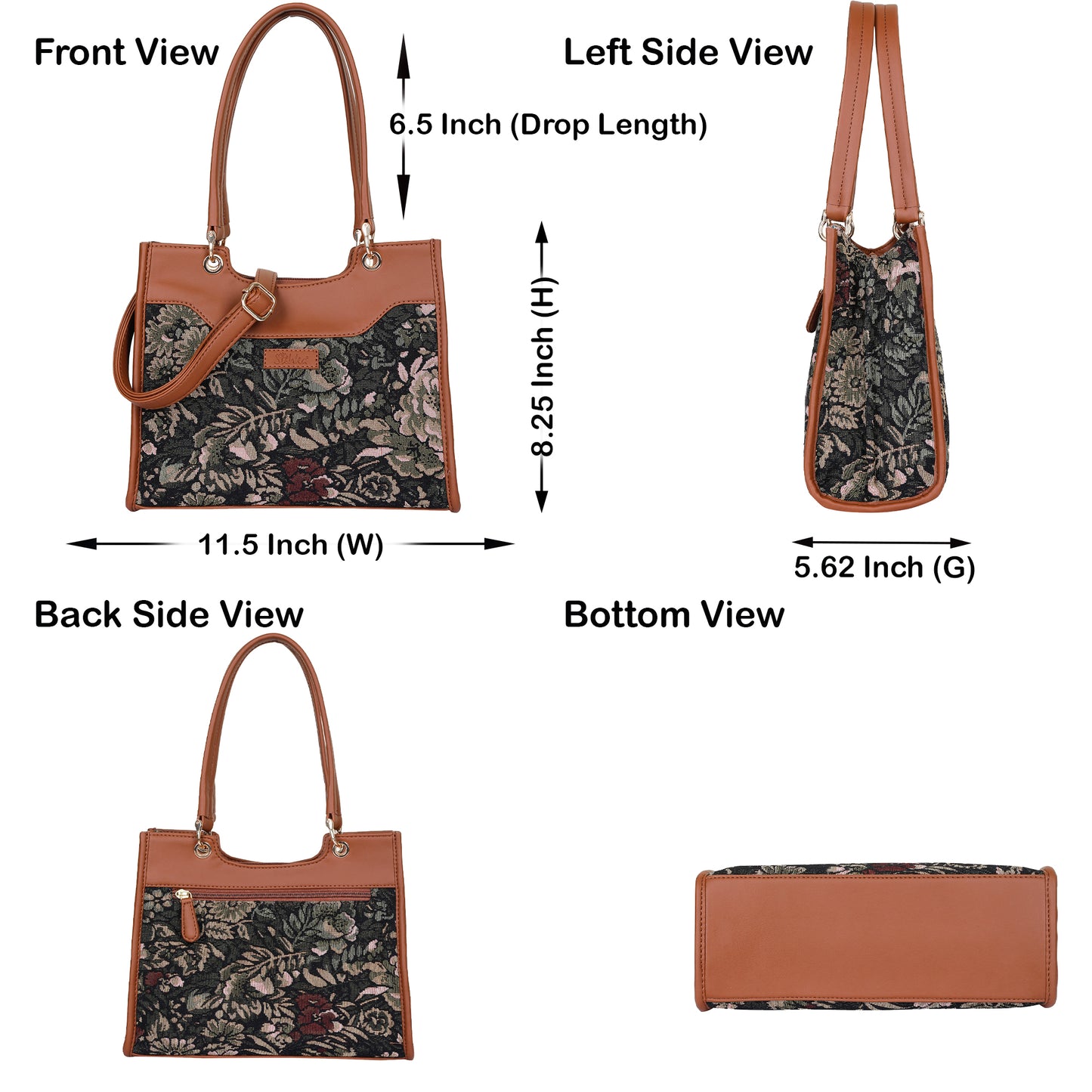 Women Vintage Tapestry Satchel Bag – Wholesale Vegan Leather Trimmed Crossbody, Shoulder & Hand Purse