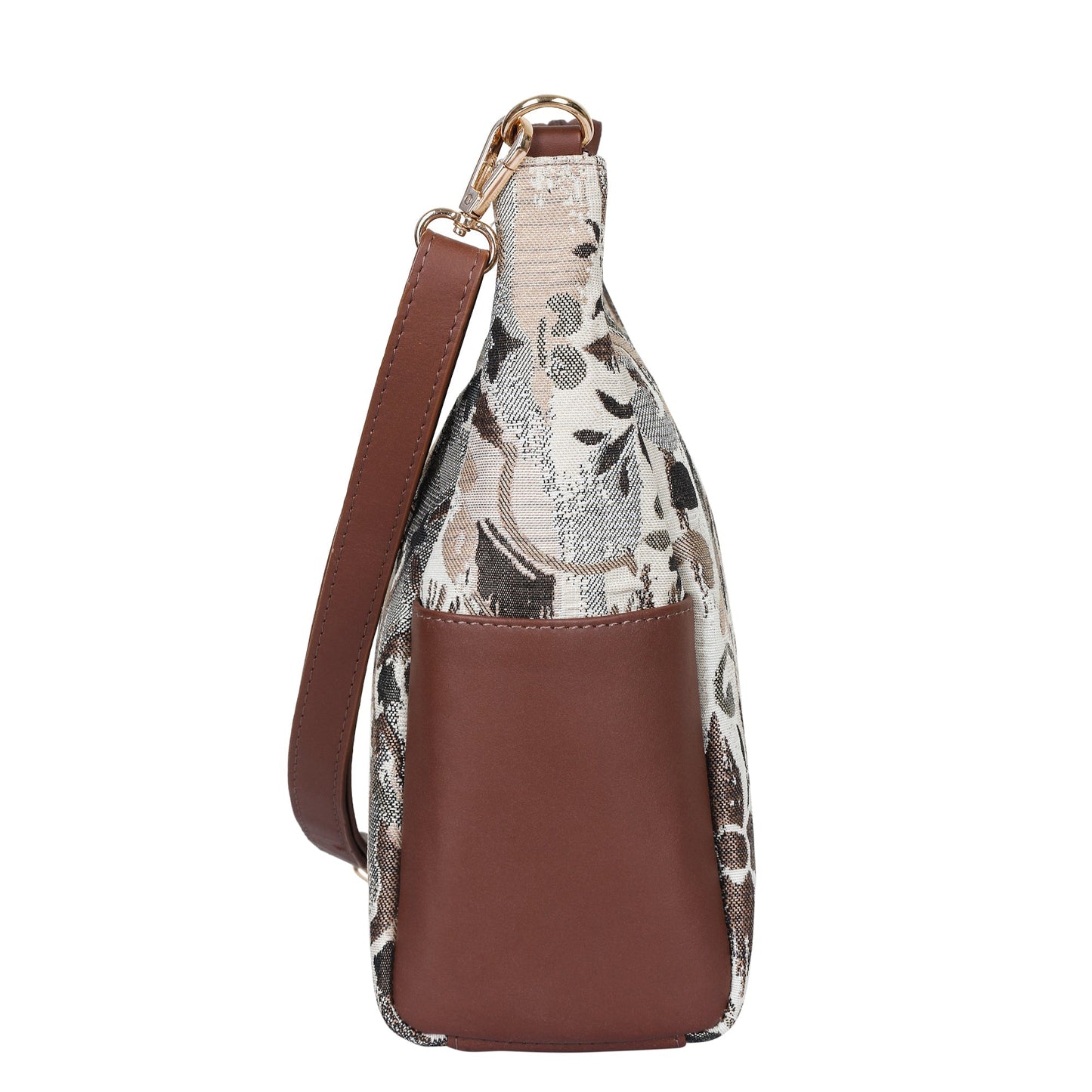 Abstract Tapestry Hobo Crossbody Bag – Women’s Shoulder Sling Handbag with Leather Trim