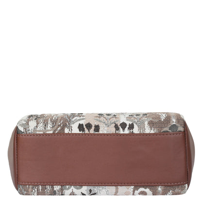 Abstract Tapestry Hobo Crossbody Bag – Women’s Shoulder Sling Handbag with Leather Trim