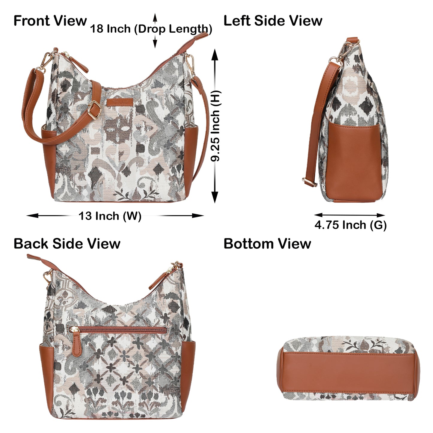 Wholesale Abstract Tapestry Hobo Crossbody Bag – Women Shoulder Sling Handbag with vegan leather Trim