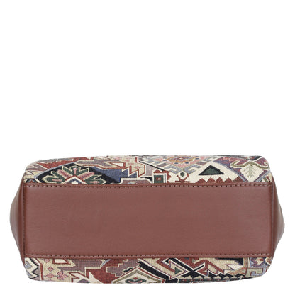 Women’s Hobo Bag in Geometric Tapestry Pattern with Leather Trim |Crossbody & Shoulder Purse for Office