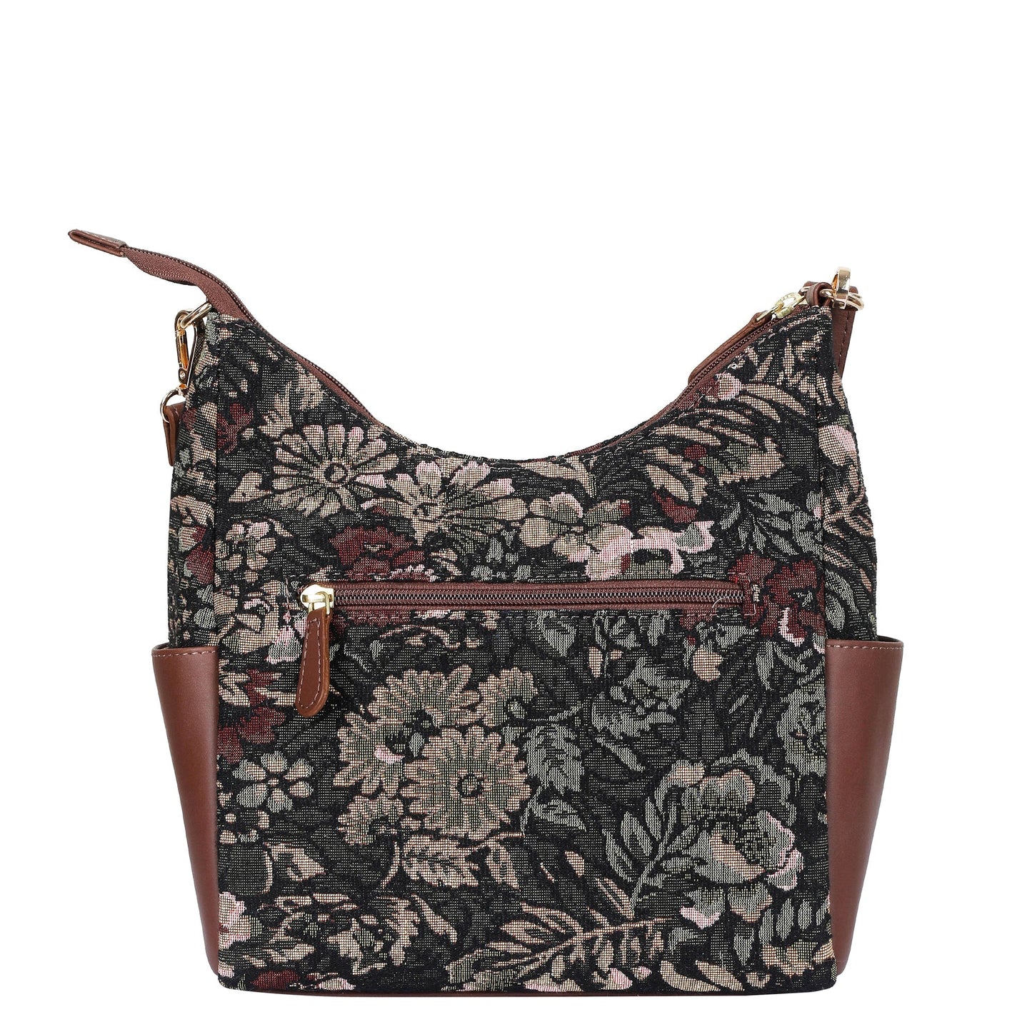 Women's Hobo Bag in Vintage Tapestry Fabric Pattern | Leather-Trim Crossbody Sling & Shoulder Purse