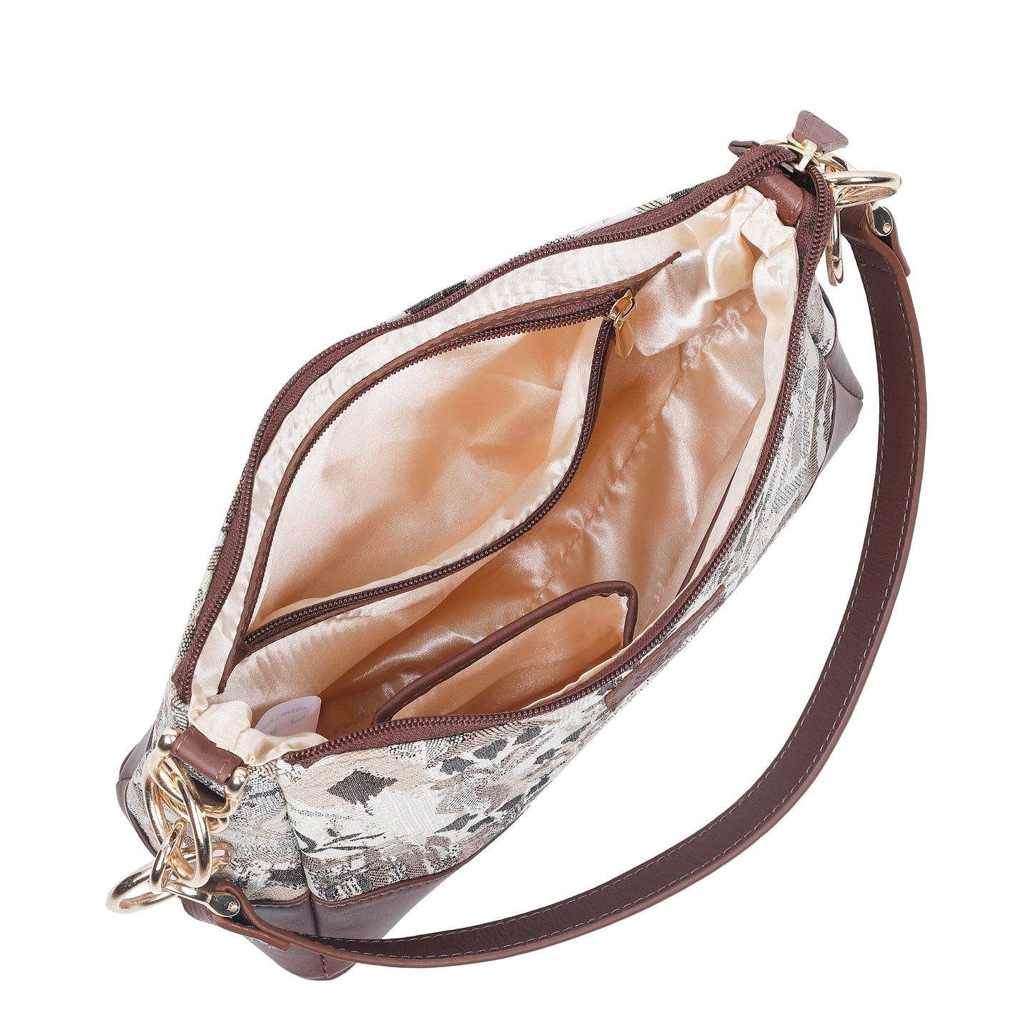 Abstract Tapestry Shoulder Bag for Women – Modern Tote Sling Purse with Leather Handle