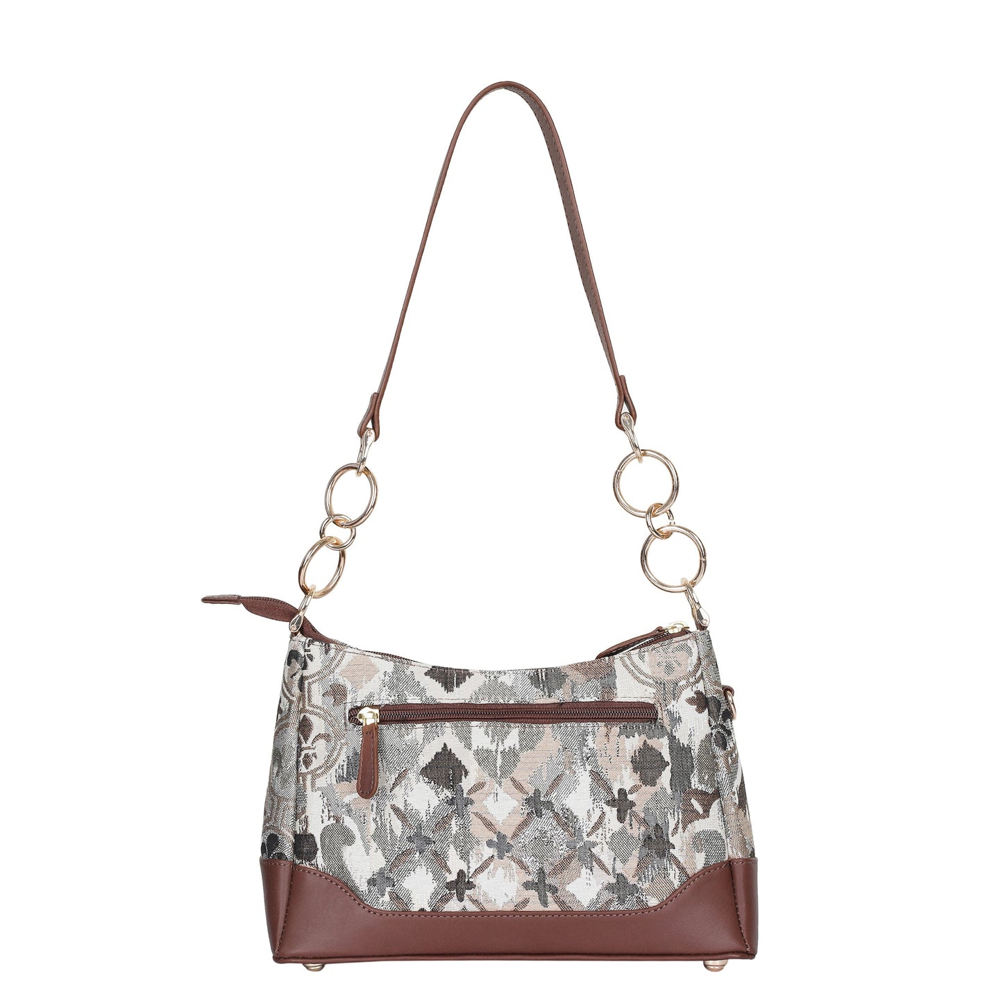 Abstract Tapestry Shoulder Bag for Women – Modern Tote Sling Purse with Leather Handle