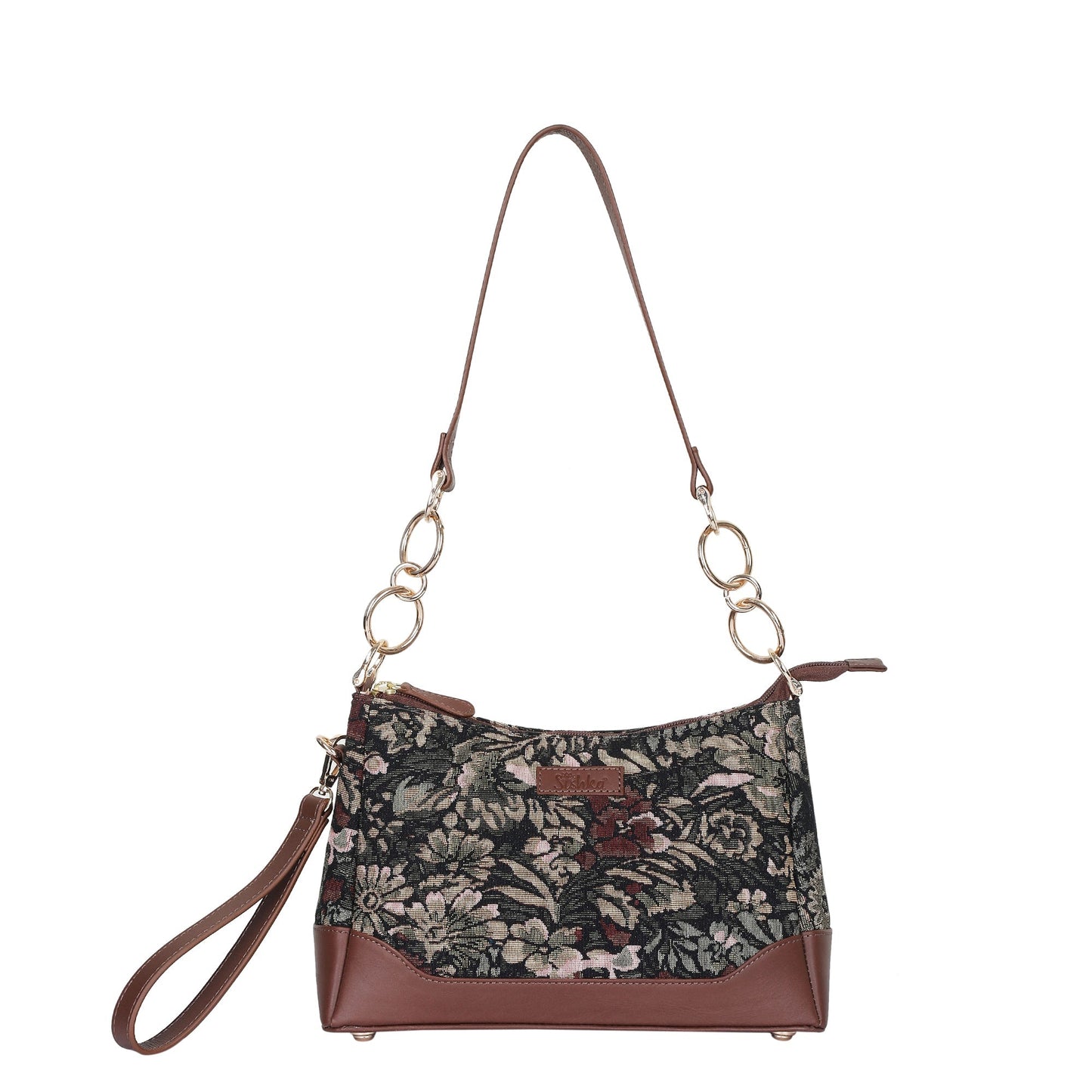 Women’s Vintage Tapestry Shoulder Bag – Leather-Trimmed Tote Sling Satchel Purse