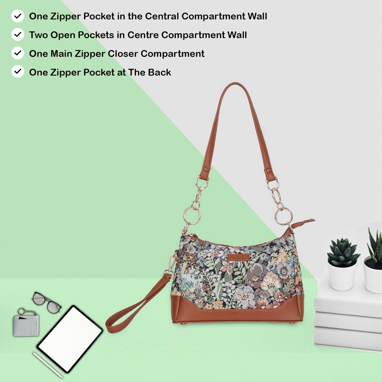 Wholesale Botanical Tapestry Shoulder Bag for Women – Vegan Leather ‑ Trimmed Tote, Sling Purse & Satchel