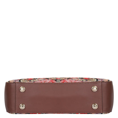 Women's Tapestry Hobo Bag in Floral Pattern | Genuine Leather-Trimmed Shoulder Bag & Satchel Purse for Everyday Essentials