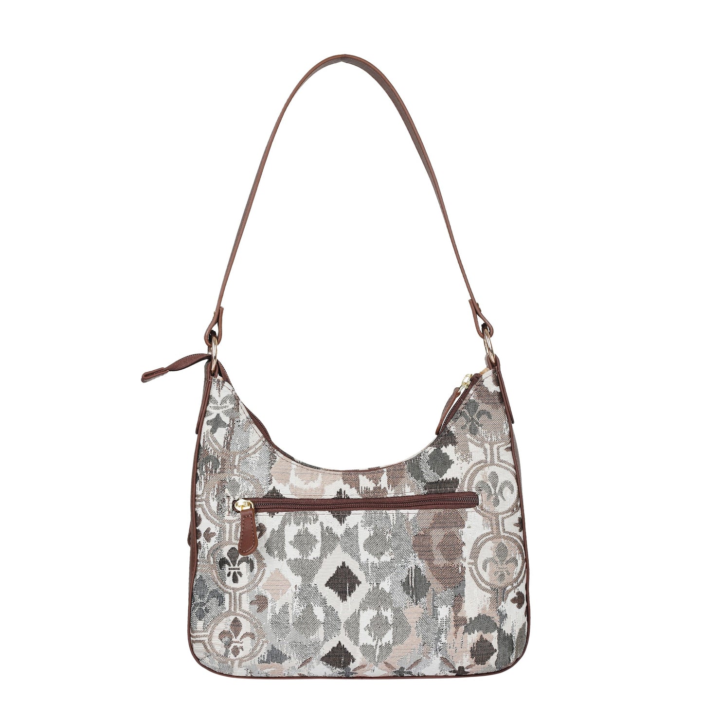 Abstract Pattern Tapestry Hobo Bag For Women| Elegant Leather Shoulder & Satchel Purse with Leather Strap for Work & Travel