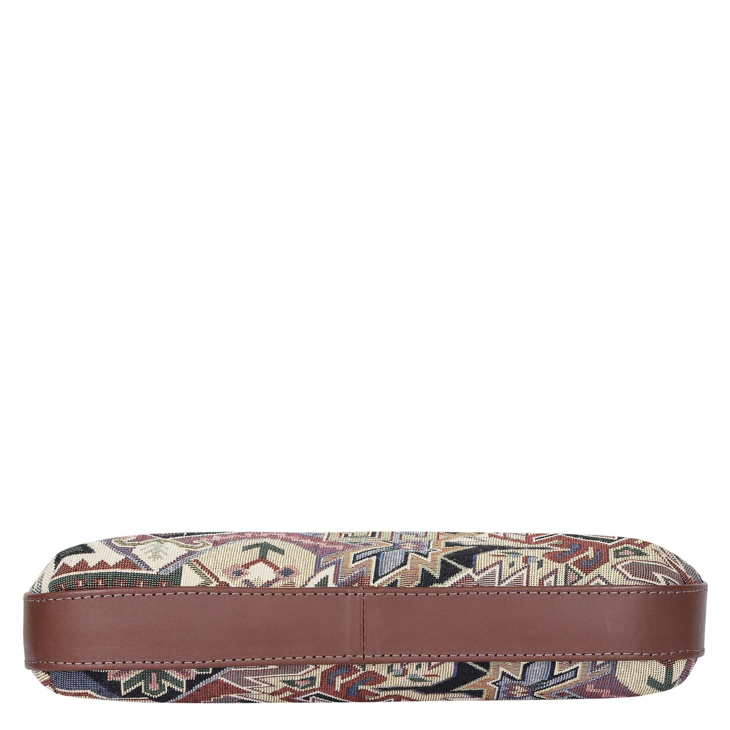 Geometric Pattern Tapestry Hobo Bag For Ladies| Stylish Leather-Trimmed Shoulder & Satchel Bag with Leather Strap for Office & Outings