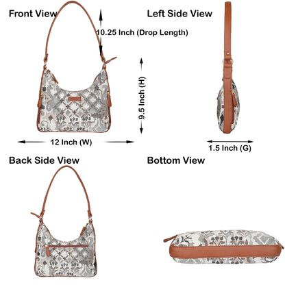 Women’s Abstract Tapestry Hobo Shoulder Bag – Versatile Sling Satchel with Vegan Leather Strap & Classic Top Handle