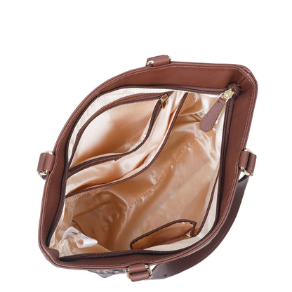 Women’s Botanical Tapestry Tote Bag – Stylish Top Handle Handbag with Leather Accents for Office & Travel