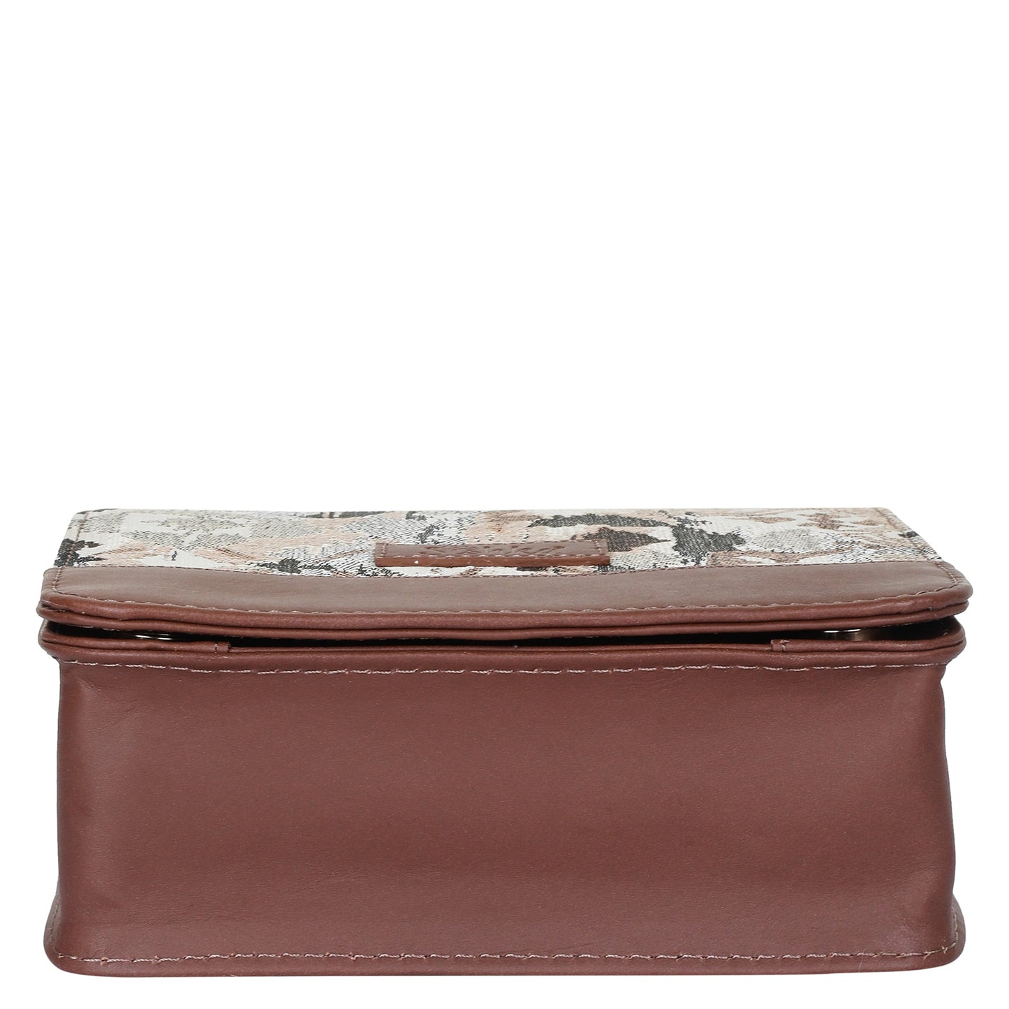 Abstract Tapestry Crossbody Sling Bag – Women’s Shoulder Purse with Genuine Leather Trim