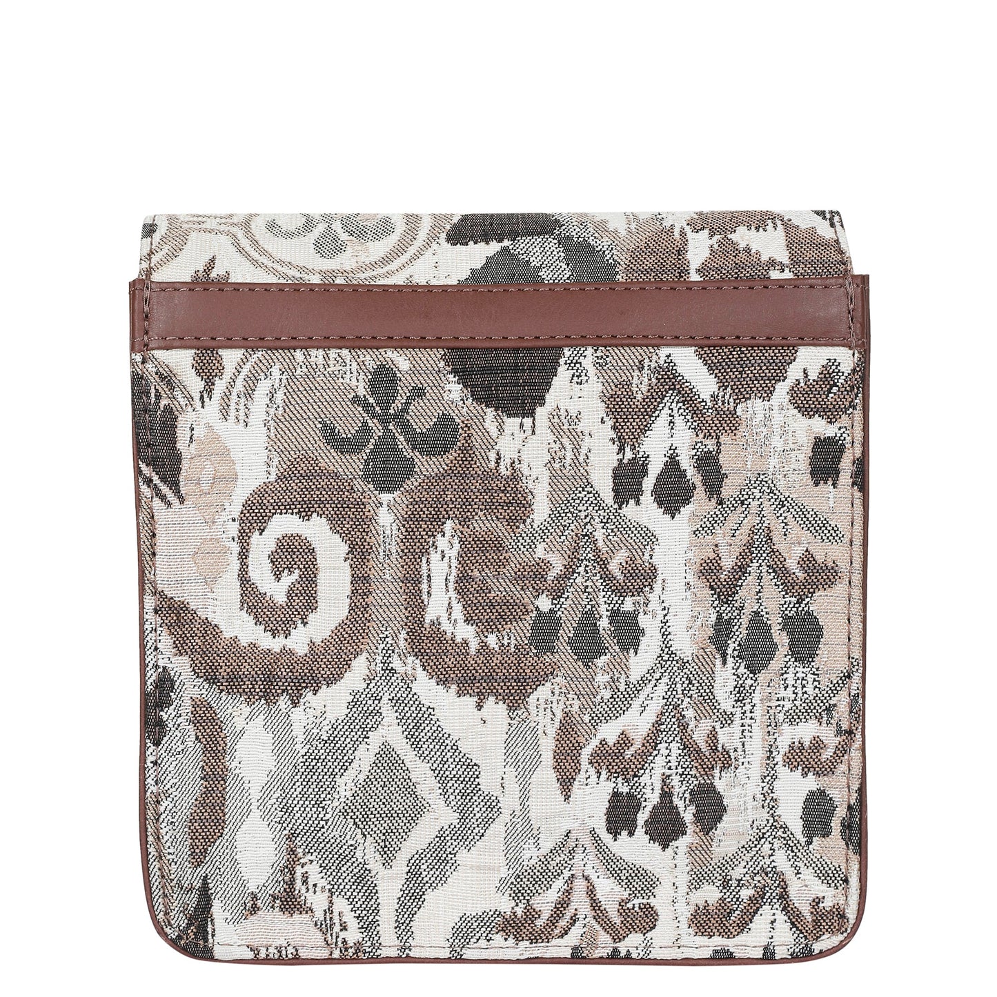 Abstract Tapestry Crossbody Sling Bag – Women’s Shoulder Purse with Genuine Leather Trim