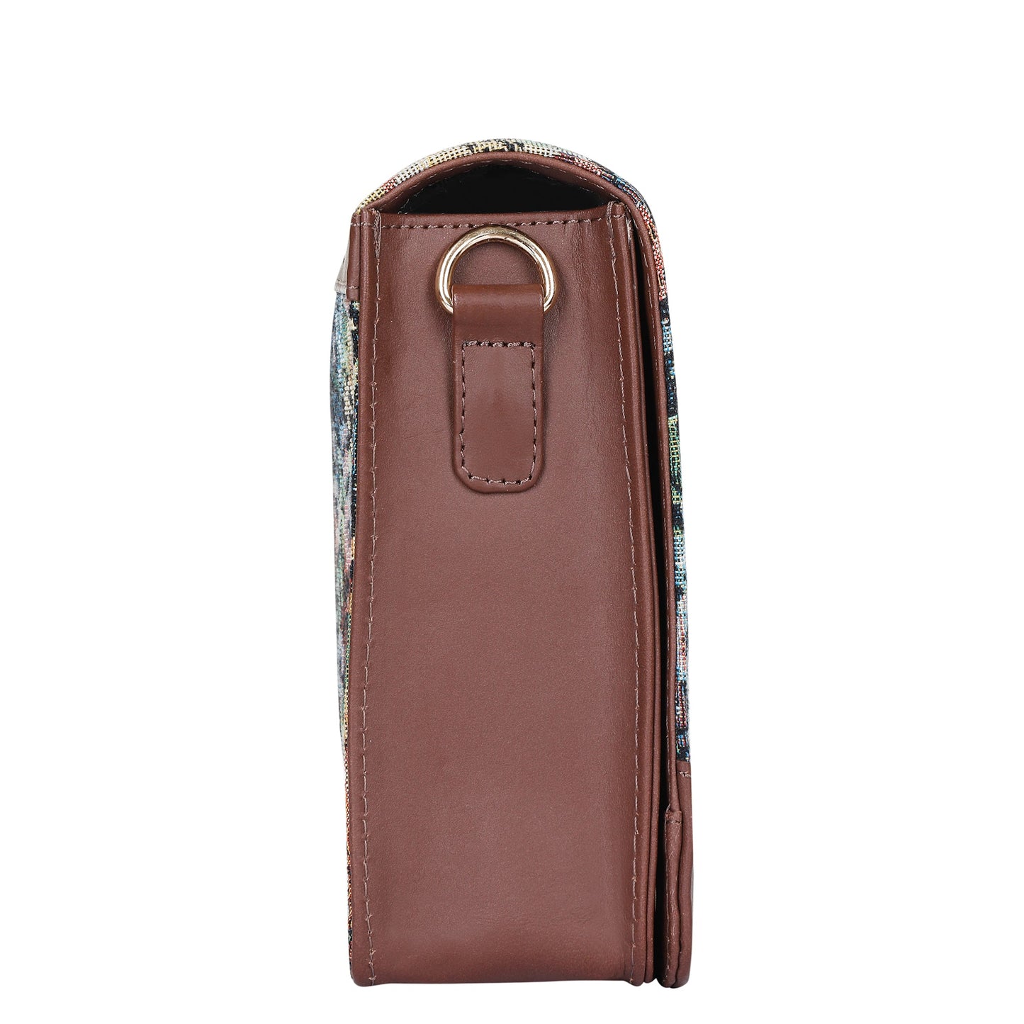 Botanical Tapestry Crossbody Sling Bag – Women’s Shoulder Purse with Leather Trim