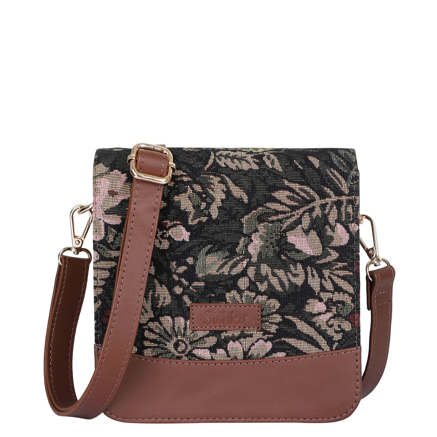 Vintage Tapestry Crossbody Bag – Women’s Sling Shoulder Purse with Leather Trim