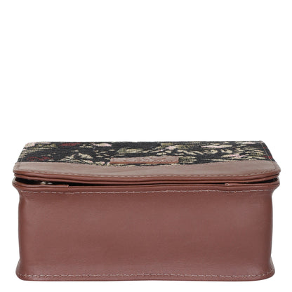 Vintage Tapestry Crossbody Bag – Women’s Sling Shoulder Purse with Leather Trim