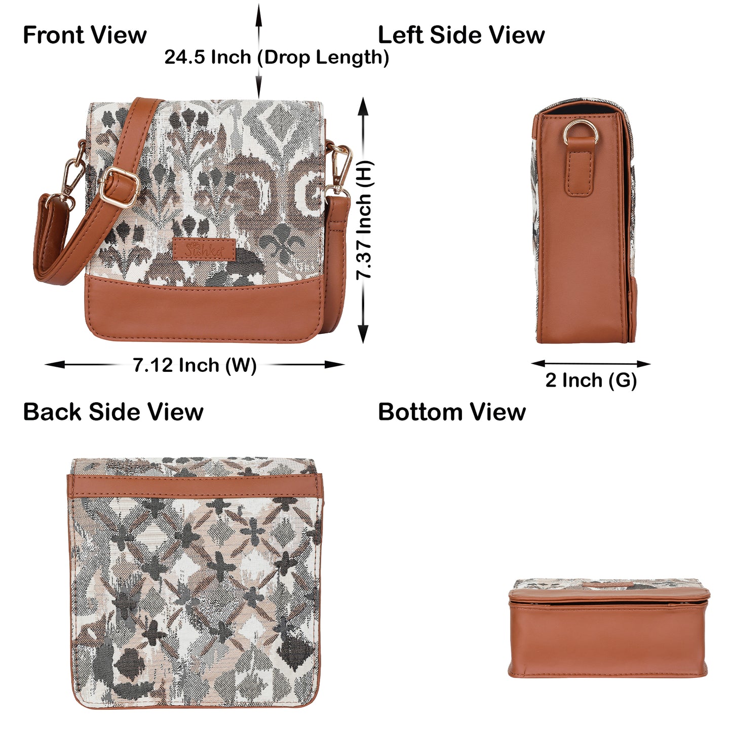 Women’s Abstract Tapestry Crossbody Sling Bag – Women Shoulder Purse with Vegan Leather Trim