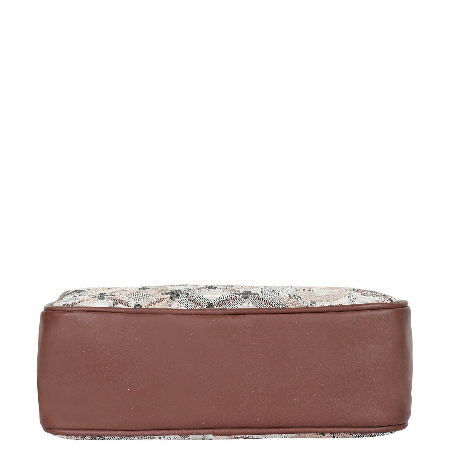 Abstract Design Women’s Tapestry Messenger Bag – Compact Crossbody Purse with Leather Trim & Adjustable Detachable Leather Strap for Casual Wear & Everyday Essentials