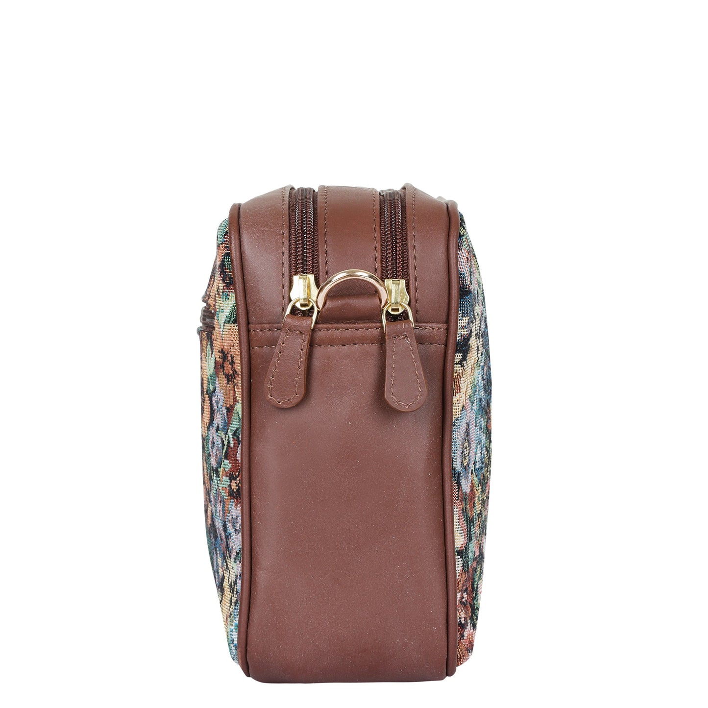 Women’s Botanical Tapestry Crossbody Sling Bag – Vintage Inspired Shoulder Purse with Genuine Leather Trim