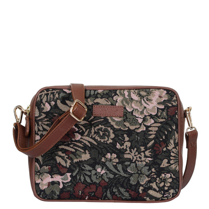 Vintage Tapestry Messenger Bag – Women’s Crossbody & Sling with Leather Trim