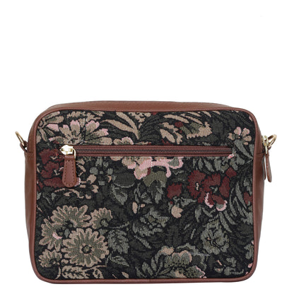 Vintage Tapestry Messenger Bag – Women’s Crossbody & Sling with Leather Trim