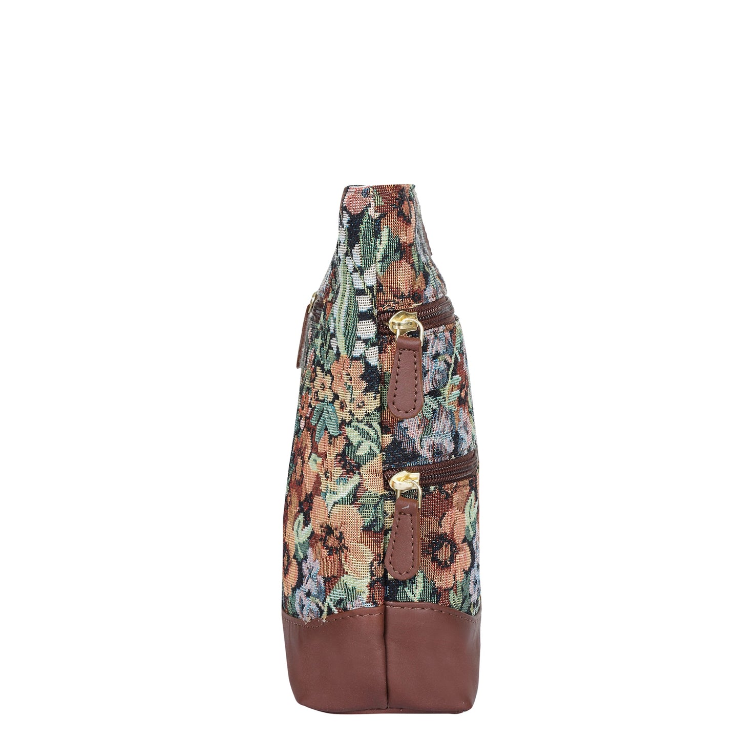 Botanical Tapestry Crossbody Bag – Women’s Shoulder & Messenger Purse with Genuine Leather Trim