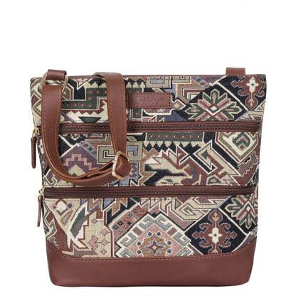 Geometric Tapestry Crossbody Sling – Women’s Messenger & Shoulder Bag