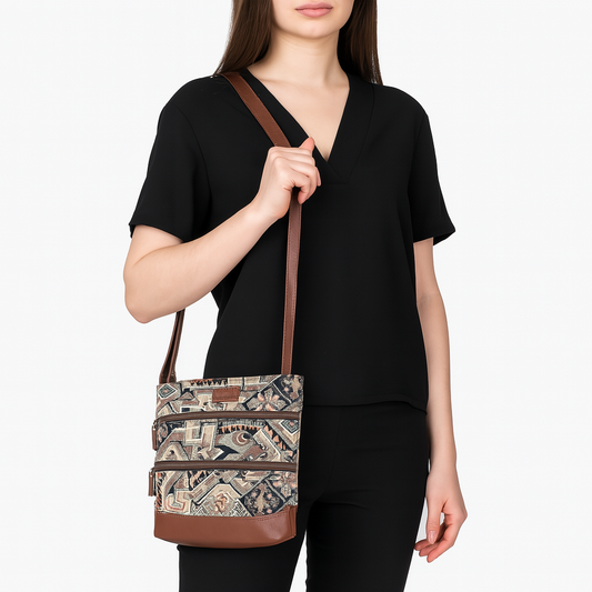 Geometric Tapestry Crossbody Sling – Women’s Messenger & Shoulder Bag