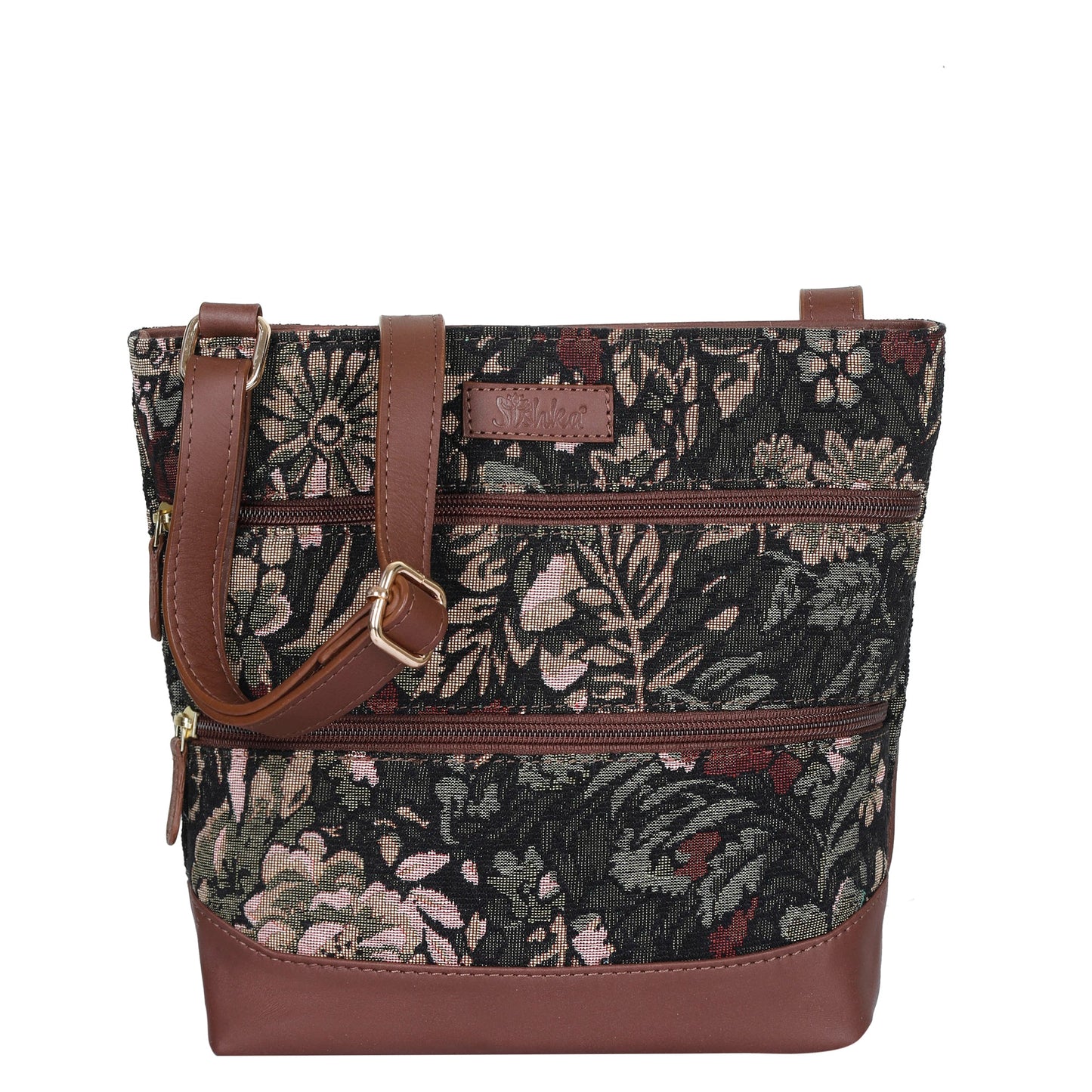Women’s vintage tapestry crossbody sling bag with leather trim for daily, travel, office, and everyday use