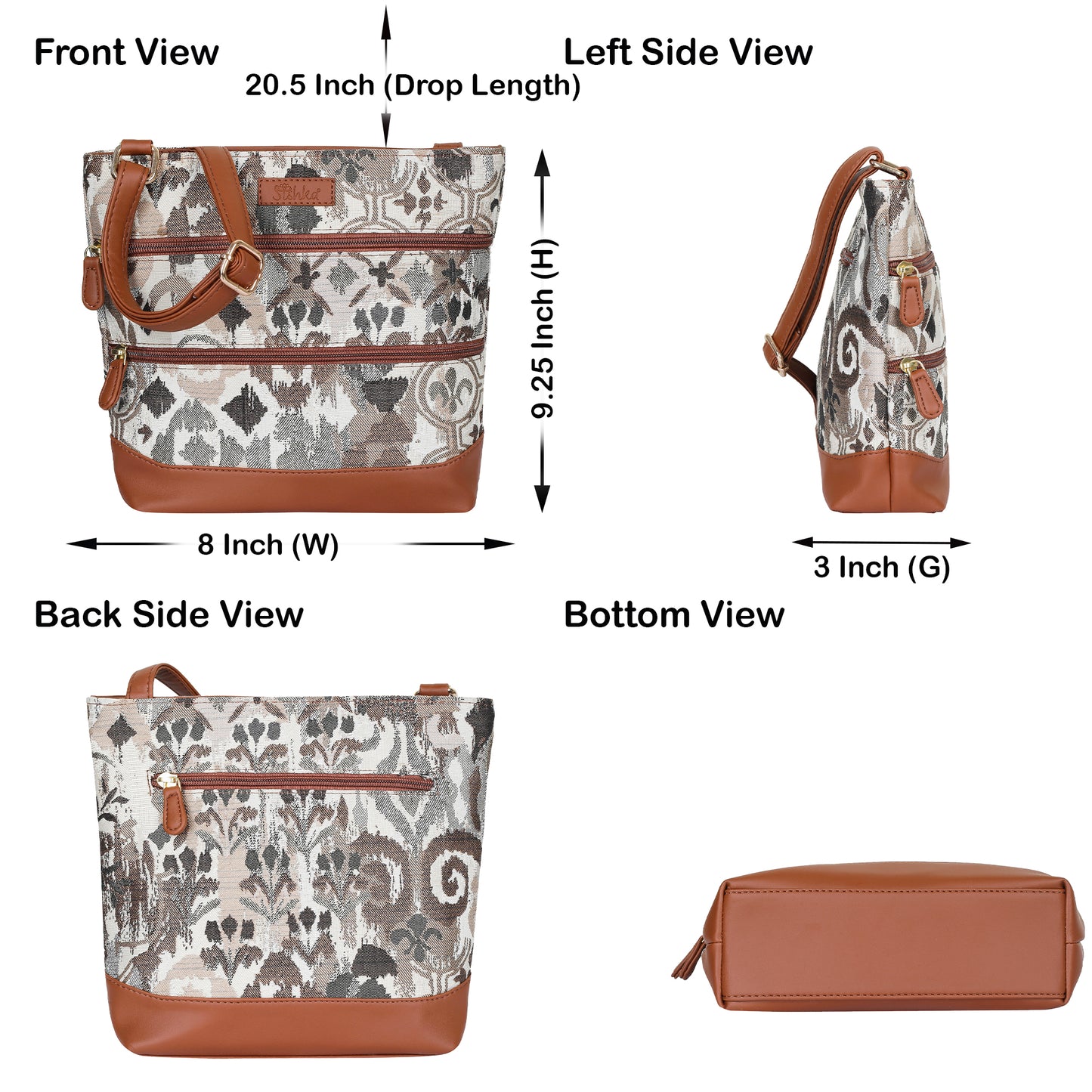 Women’s Abstract Design Tapestry Crossbody Sling Bag – Shoulder & Messenger Purse with Vegan Leather Trim